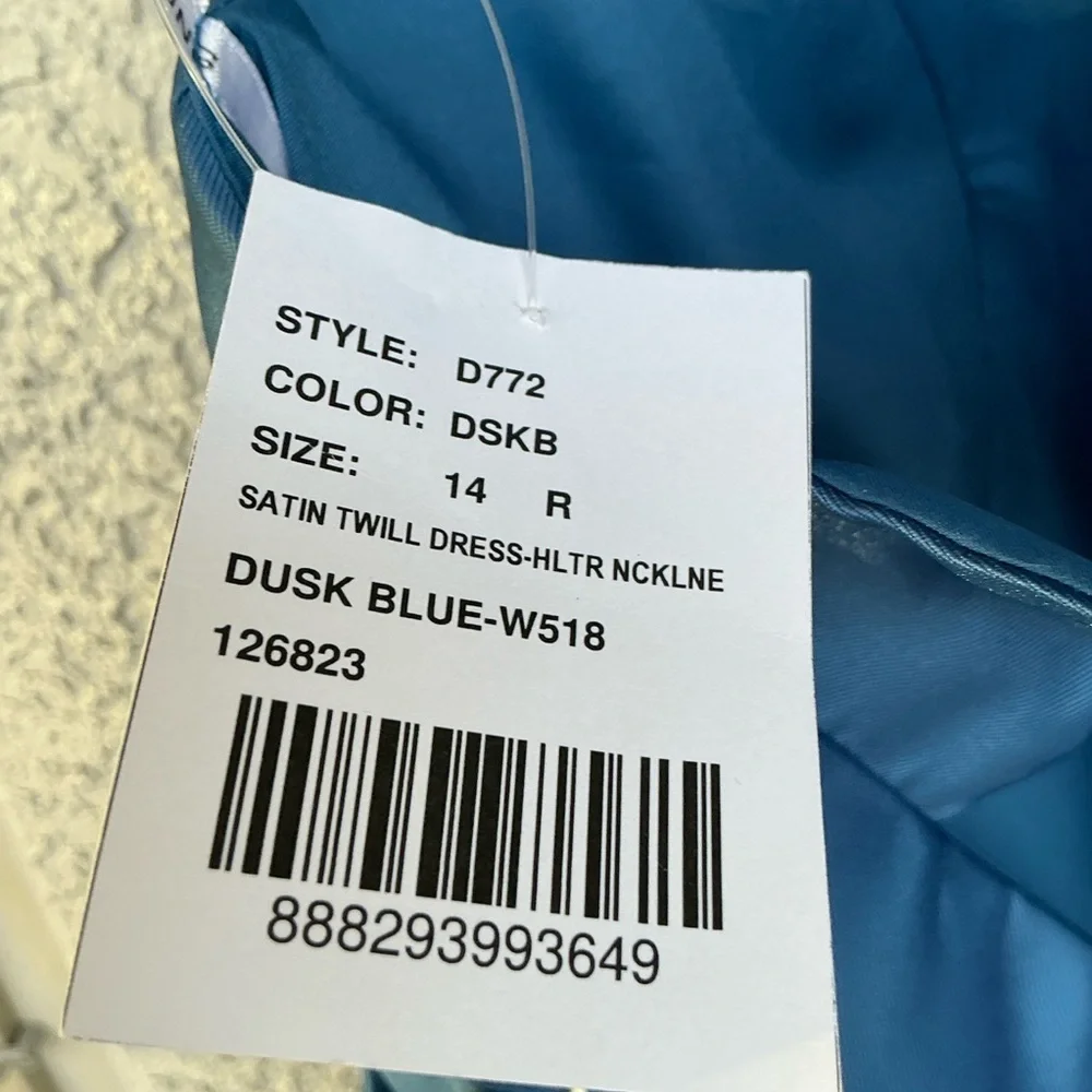 NWT Alfred Sung High Neck Cutout Satin Twill Gown Dress Size 2 & 14 D772 Pockets - Picture 12 of 13
